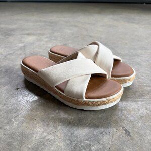 A New Day Women's Carin Sandal Bone White and Tan Size 7